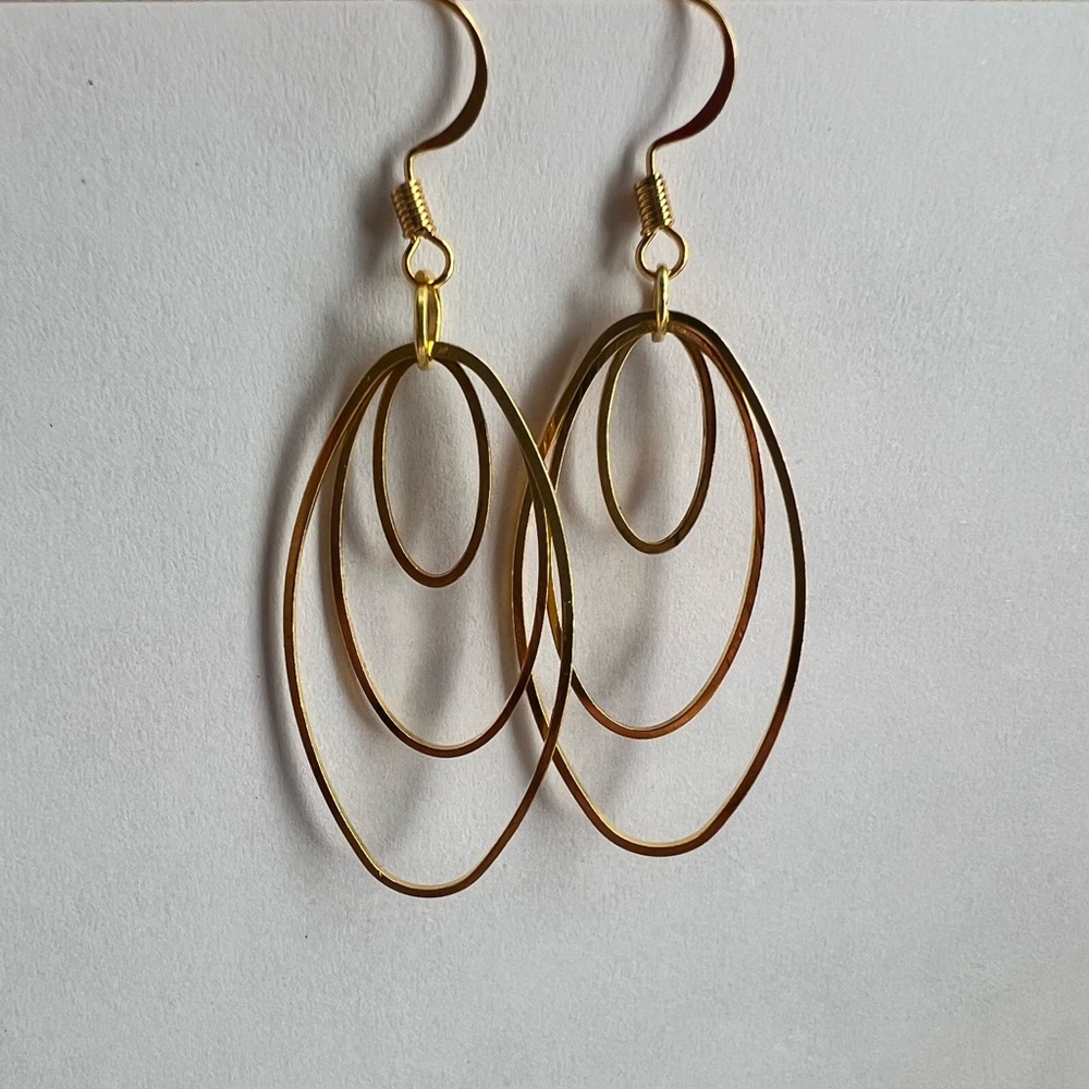 Gold Triple Oval Earrings